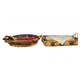 (4) Vintage Hand-Woven Baskets and Small Wooden