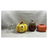 collection of decorative autumn items, including