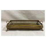 vintage brass gallery tray features ornate