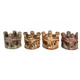 (4) Vintage Mexican Terracotta "Circle Of Friends"