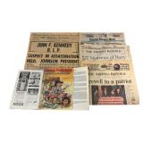 (8) Vintage Newspapers & Magazine Covers, JFK