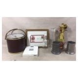 Ice box, candle holders, wall art
