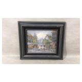 Framed Painting by A. Herbert of City Scene
