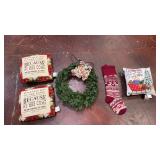collection of holiday items including decorative
