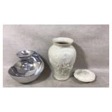 Decorative Vase, Aluminum Bowl & Candleholder