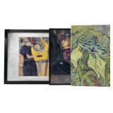 (3) Framed Klimt & Rembrandt Prints