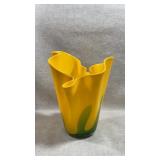 vintage hand-blown art glass handkerchief vase,