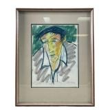 Eugene Jeffery gold mixed media drawing of a man