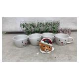 Holiday-Themed Tableware Including Mugs and Glasse