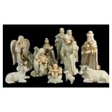 Vintage Holly Tree 12 Piece Porcelain Nativity Set