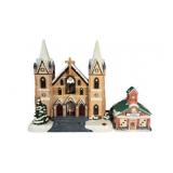 (2) Light-Up Christmas Decor Pieces. School House,