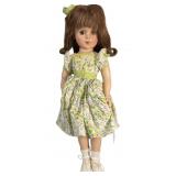 17" Unmarked Hard Plastic Human Hair Wig Doll