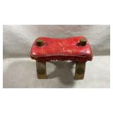 vintage mid-century camel saddle stool,