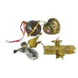 (4) Vintage Metal Ornaments, Cloisonnï¿½ Heart,