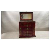 Chinese Oriental Red Lacquer Jewelry and C