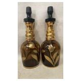 Gold Floral Glass Decanters with Stoppers