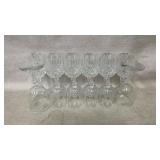 Twelve Crystal Wine Glasses with Etched Designs
