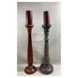 Large Butler Hand Painted Candle Holders
