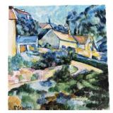 After Paul Cezanne "landscape, Houses" Oil On