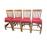 Four Wooden Counter-Height Chairs