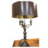 Vintage bouillotte-style candelabra table lamp