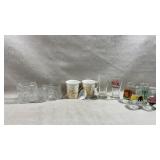 collection of vintage glassware and mugs,