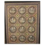 Framed traditional Kalaga tapestry from Burma