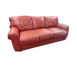 Red Leather Sofa with Sleeper Functionality