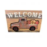 WELCOME Sign with Vintage Metal Truck on Board