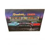 Light up Canvas Print ROADSIDE DINER Hot Rods