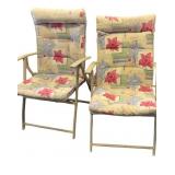 2 Folding Patio Chairs with Cushions and