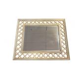 Decorative Square Wood Wall Mirror Open Lattice