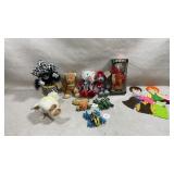 assortment of vintage plush toys, including