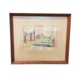 Vintage Watercolor on Paper Historical Colonial St