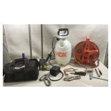 collection of household and gardening tools,