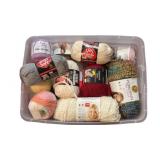 20+ Rolls of Yarn in Storage Bin Container.
