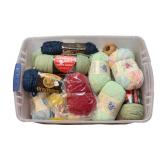 30+ Balls of Yarn in Storage Bin Container,