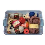 15+ Balls of Yarn in Storage Bin Container,