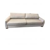 Contemporary Beige Upholstered Sofa w/ Box Cushion