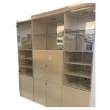 Vintage Wall Unit with Glass Doors and Shelves