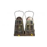 (2) Vintage Nautical Deigned Hanging Oil Lanterns