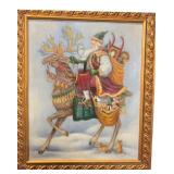 Woodland Santa with Forest Animals Framed Art