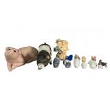 10+ Vintage Porcelain/Glass/Plastic Pig Figurines