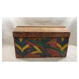antique hand-painted wooden folk art box with a