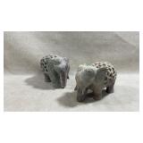 Set of 2 Vtg hand-carved soapstone elephant