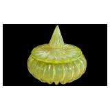 Vintage Fenton-style Covered Candy Dish Yellow