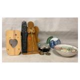Wooden Decor, Plates, and Metal Items