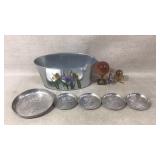 Metal coasters, metal basket and more