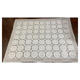 white vintage crocheted lace tablecloth