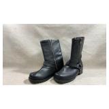 black leather Harley-Davidson motorcycle boots,